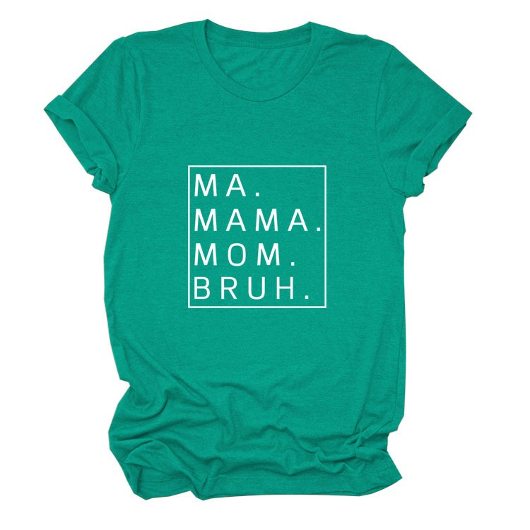 thumbnail image 4 of Camiseta holgada de manga corta con estampado de letras MA Mama Mom Bruh: estampado de letras moderno, cómoda y casual., 4 of 4